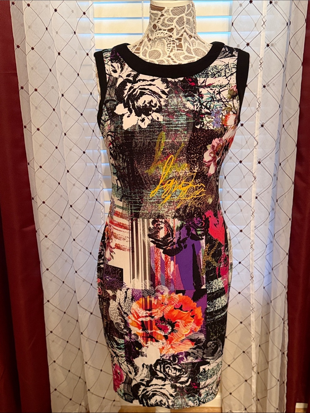 Cache Multicolor Floral & Abstract Sleeveless Bodycon Dress (128)